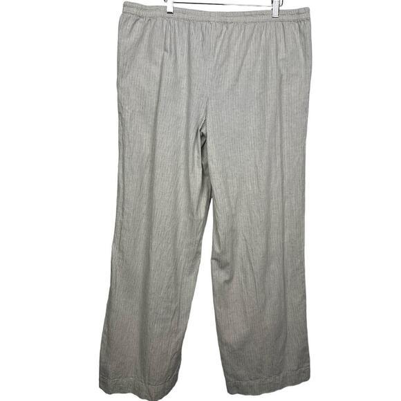 Merona Women XXL Linen Blend Wide Leg Drawstring Thin Blue/White Striped Pants - Picture 3 of 10